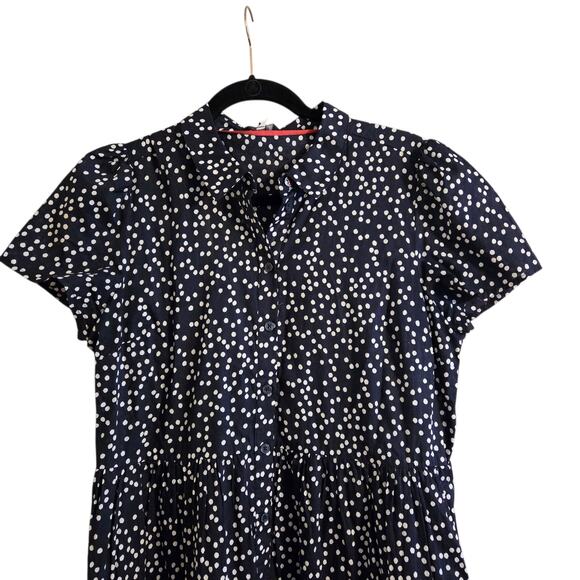 Joules Sadie Dress Navy Polka Dot Print, Tiered, Button Front, Collared, Sz 10 - Picture 5 of 12